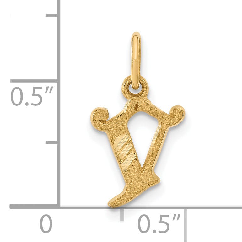 Lovely Rita's Pendants & Charms 14k Yellow GoldSmall Script Design Letter V Initial Charm Pendant
