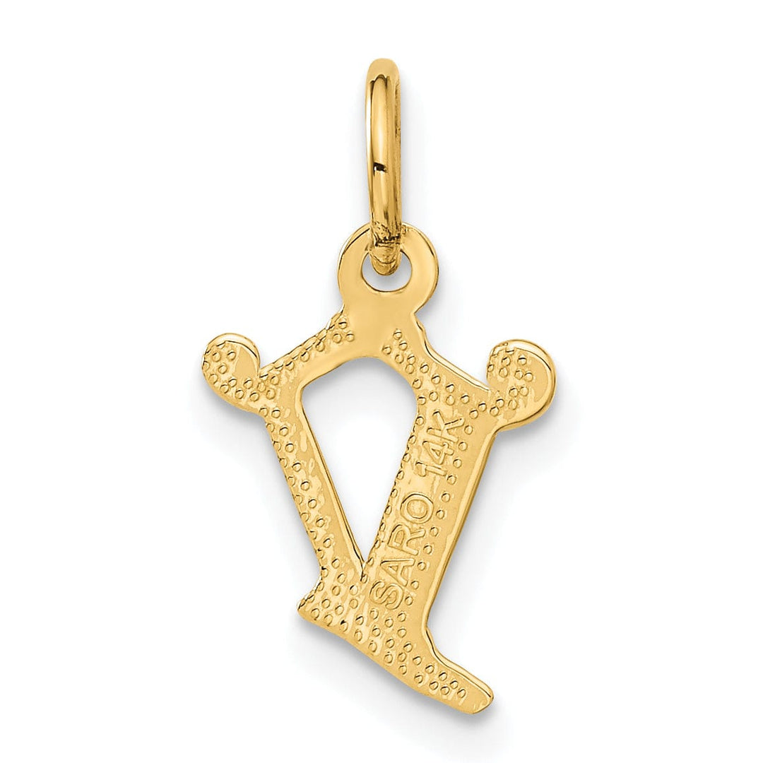 Lovely Rita's Pendants & Charms 14k Yellow GoldSmall Script Design Letter V Initial Charm Pendant