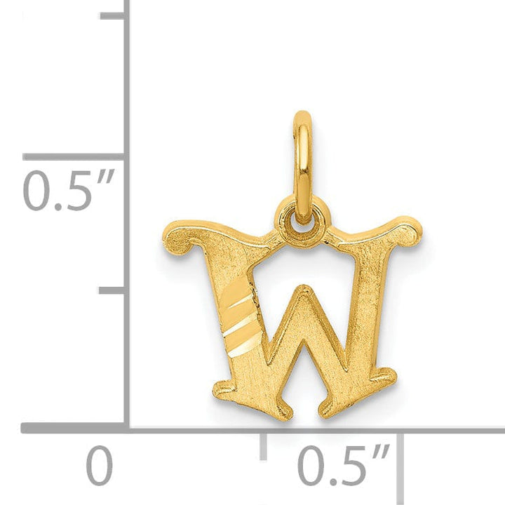 Lovely Rita's Pendants & Charms 14k Yellow GoldSmall Script Design Letter W Initial Charm Pendant