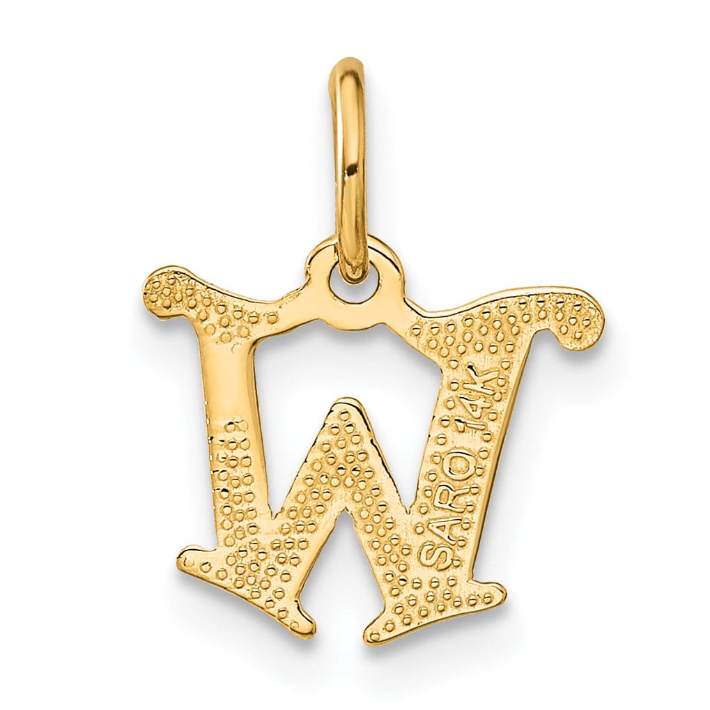 Lovely Rita's Pendants & Charms 14k Yellow GoldSmall Script Design Letter W Initial Charm Pendant