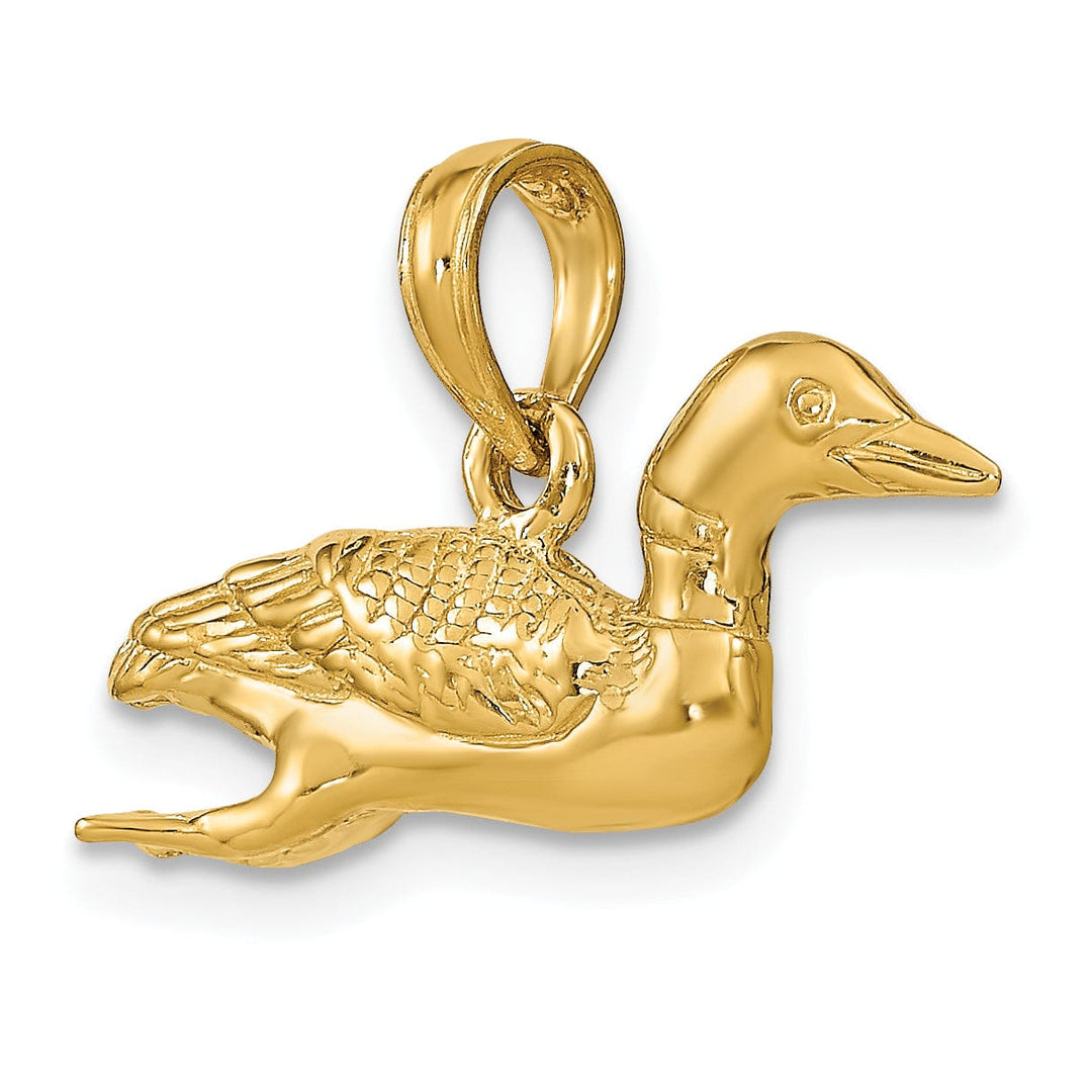 Lovely Rita's Pendants & Charms 14k Yellow GoldTextured  Polished Finish Solid Polished 3-Dimensional Mallard Charm Pendant