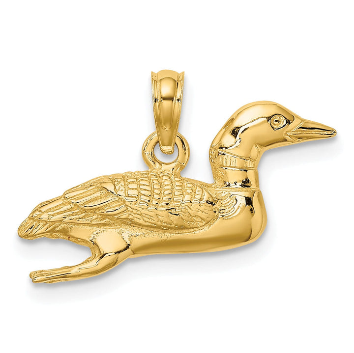 Lovely Rita's Pendants & Charms 14k Yellow GoldTextured  Polished Finish Solid Polished 3-Dimensional Mallard Charm Pendant