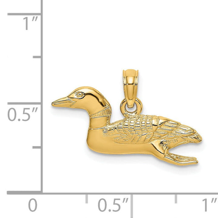 Lovely Rita's Pendants & Charms 14k Yellow GoldTextured  Polished Finish Solid Polished 3-Dimensional Mallard Charm Pendant