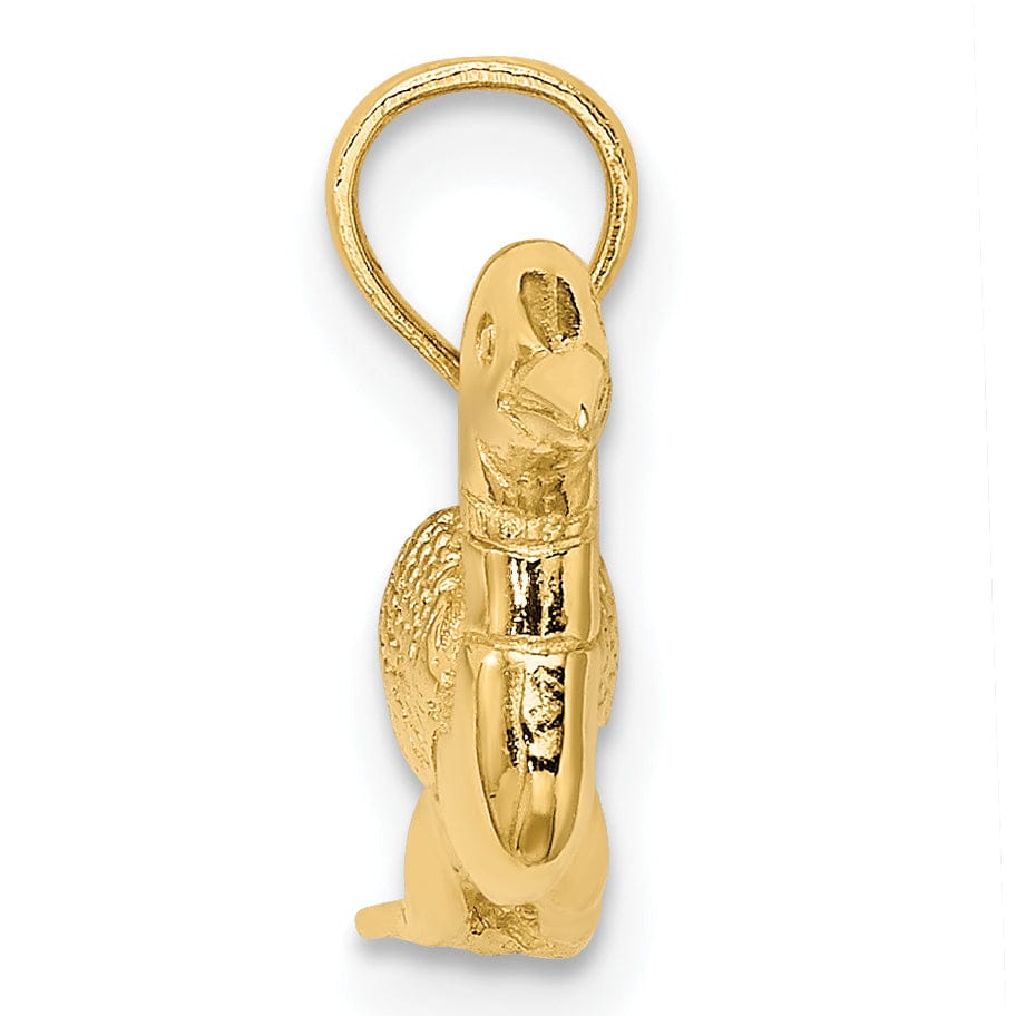Lovely Rita's Pendants & Charms 14k Yellow GoldTextured  Polished Finish Solid Polished 3-Dimensional Mallard Charm Pendant