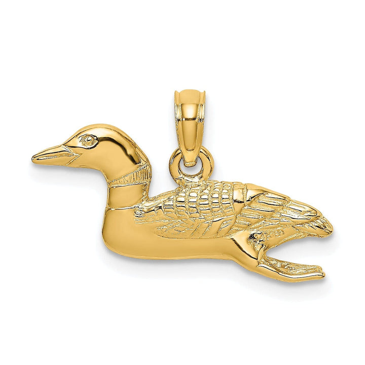 Lovely Rita's Pendants & Charms 14k Yellow GoldTextured  Polished Finish Solid Polished 3-Dimensional Mallard Charm Pendant