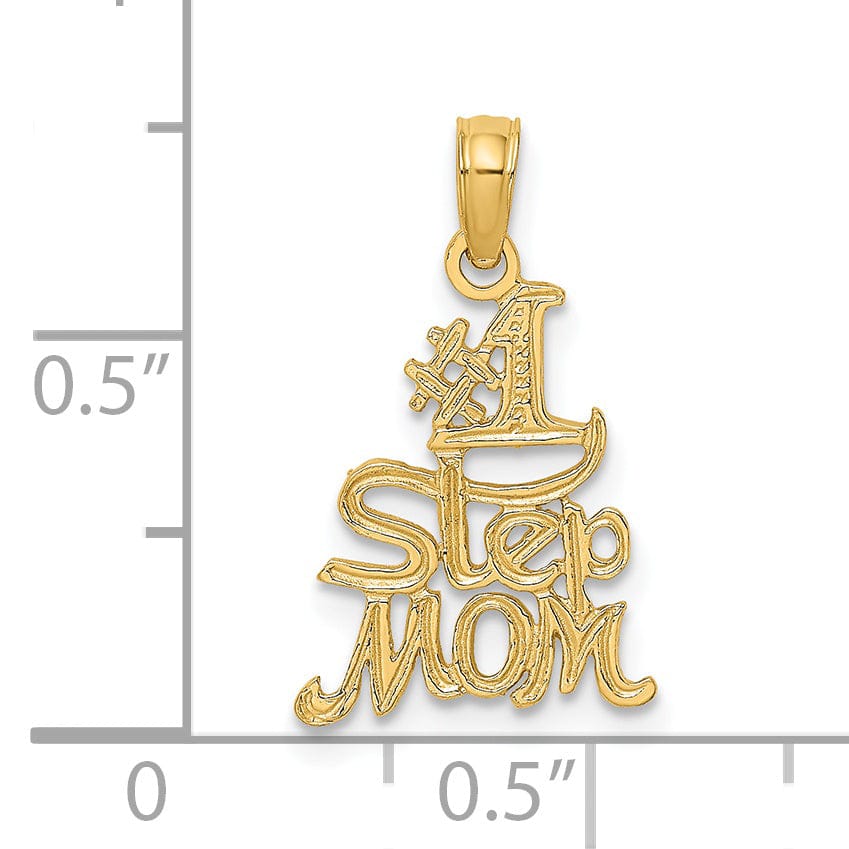 Lovely Rita's Pendants & Charms 14K Yellow Golf Polished Finish Engraved Script #1 STEP MOM Charm Pendant