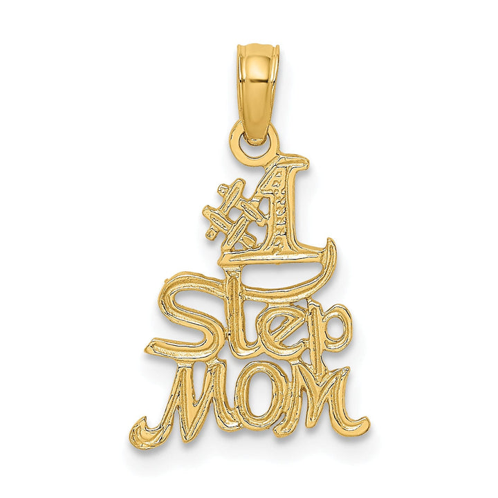 Lovely Rita's Pendants & Charms 14K Yellow Golf Polished Finish Engraved Script #1 STEP MOM Charm Pendant