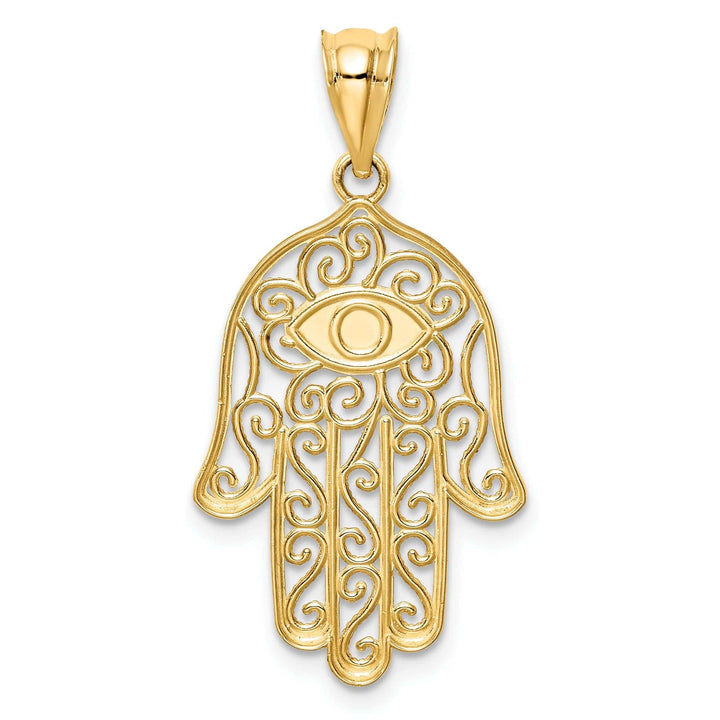 Lovely Rita's Pendants & Charms 14K Yellow Golid Polished Texture Enameled Finish Hamsa Pendant