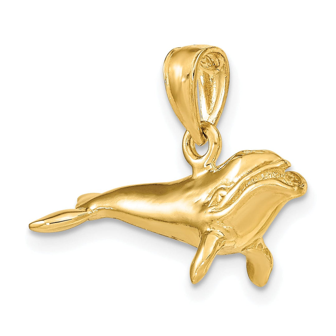 Lovely Rita's Pendants & Charms 14K Yellow Golid Polished Textured Finish 3-Dimensional Bowhead Whale Charm Pendant