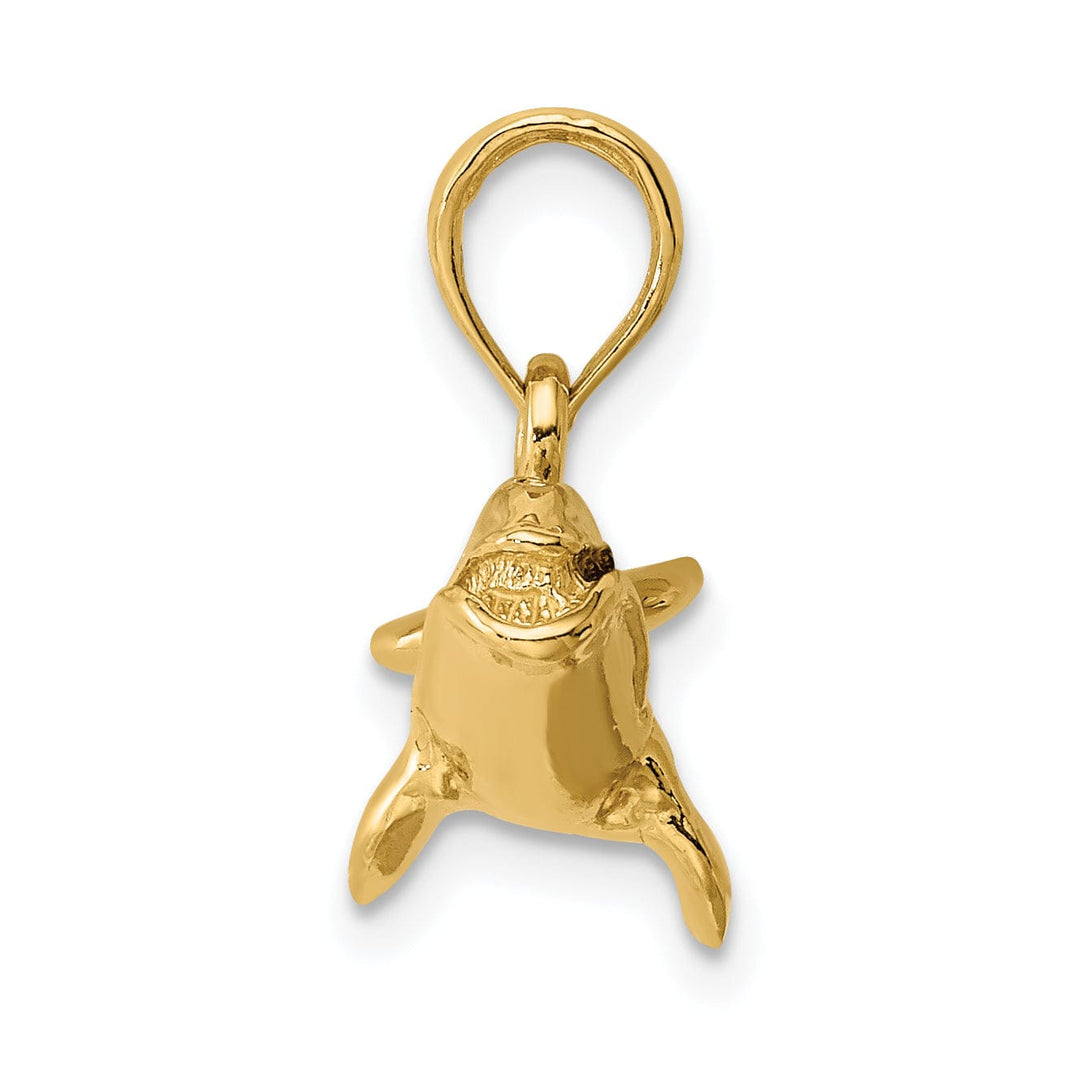 Lovely Rita's Pendants & Charms 14K Yellow Golid Polished Textured Finish 3-Dimensional Bowhead Whale Charm Pendant