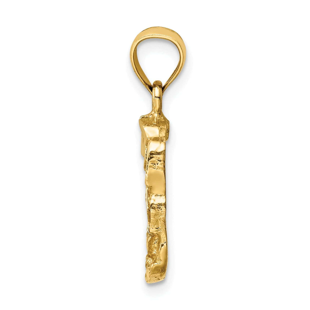 Lovely Rita's Pendants & Charms 14K Yellow Golid Soild Textured Polished Finish Nugget Charm Pendant