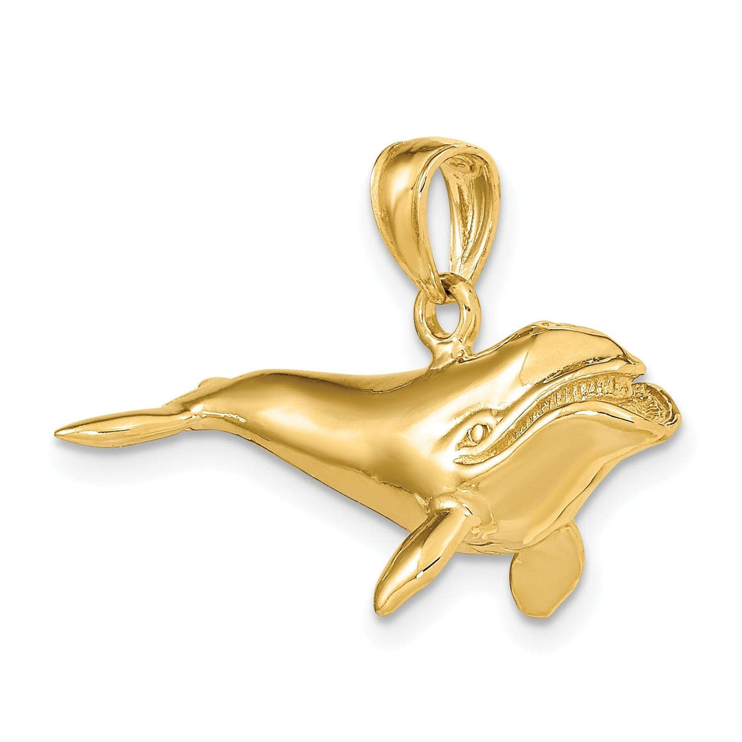 Lovely Rita's Pendants & Charms 14K Yellow Golid Textured High Polished Finish 3-Dimensional Bowhead Whale Charm Pendant