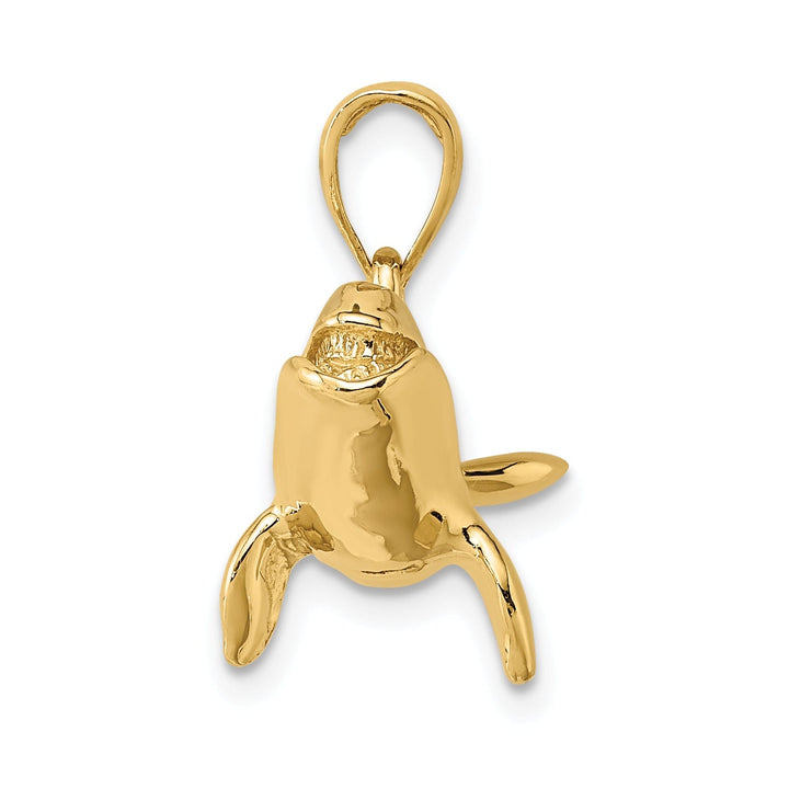 Lovely Rita's Pendants & Charms 14K Yellow Golid Textured High Polished Finish 3-Dimensional Bowhead Whale Charm Pendant