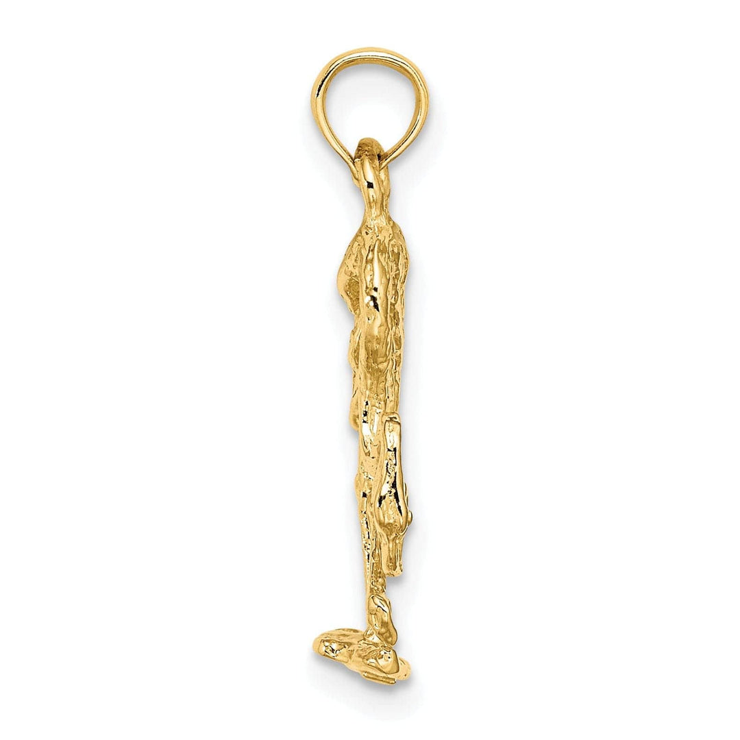 Lovely Rita's Pendants & Charms 14K Yellow Golod Polished Textured Finish 3-Dimensional Flamingo Standing Charm Pendant