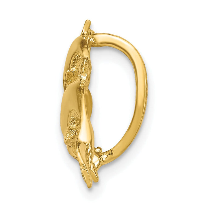 Lovely Rita's Pendants & Charms 14k Yellow Golod Texture Polished Finish 4- Dolphins Swimming Design Slide Pendant. Fits up to 6mm Omega