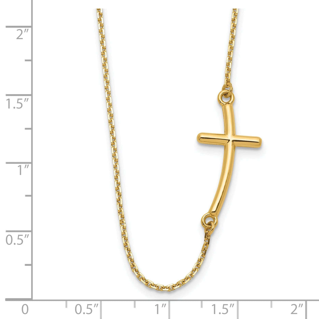 Lovely Rita's Pendants & Charms 14k Yellow Large Sideways Curved Cross Necklace