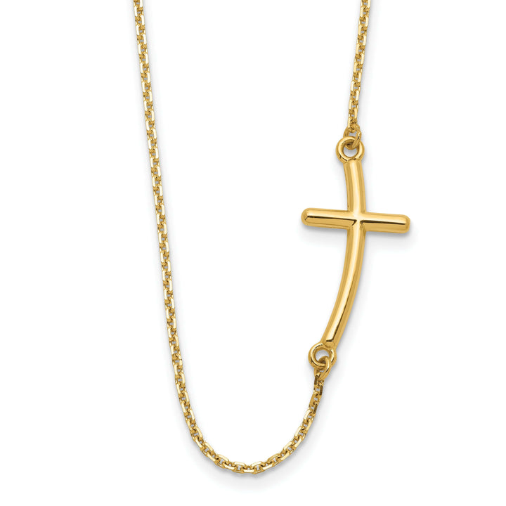 Lovely Rita's Pendants & Charms 14k Yellow Large Sideways Curved Cross Necklace