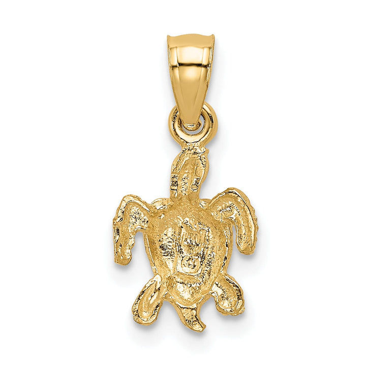 Lovely Rita's Pendants & Charms 14k Yellow Open Back Diamond-cut Casted Solid Polished Finish Gold Turtle Charm Pendant