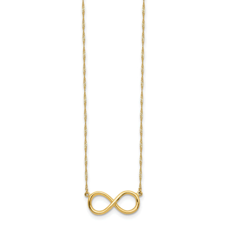 Lovely Rita's Pendants & Charms 14K Yellow Polished Finish Infinity Design Pendant in a 16.5-Inch Singapore Chain Necklace Set