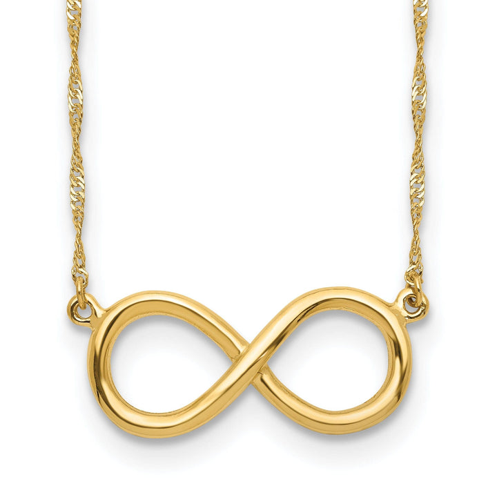 Lovely Rita's Pendants & Charms 14K Yellow Polished Finish Infinity Design Pendant in a 16.5-Inch Singapore Chain Necklace Set