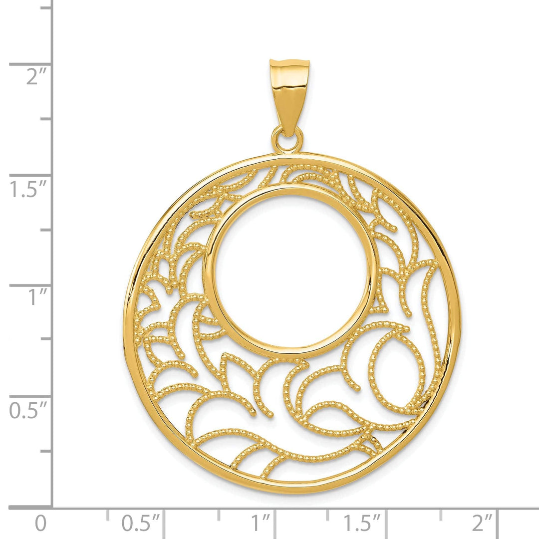 Lovely Rita's Pendants & Charms 14k Yellow Polished Gold Circle Filgree Pendant