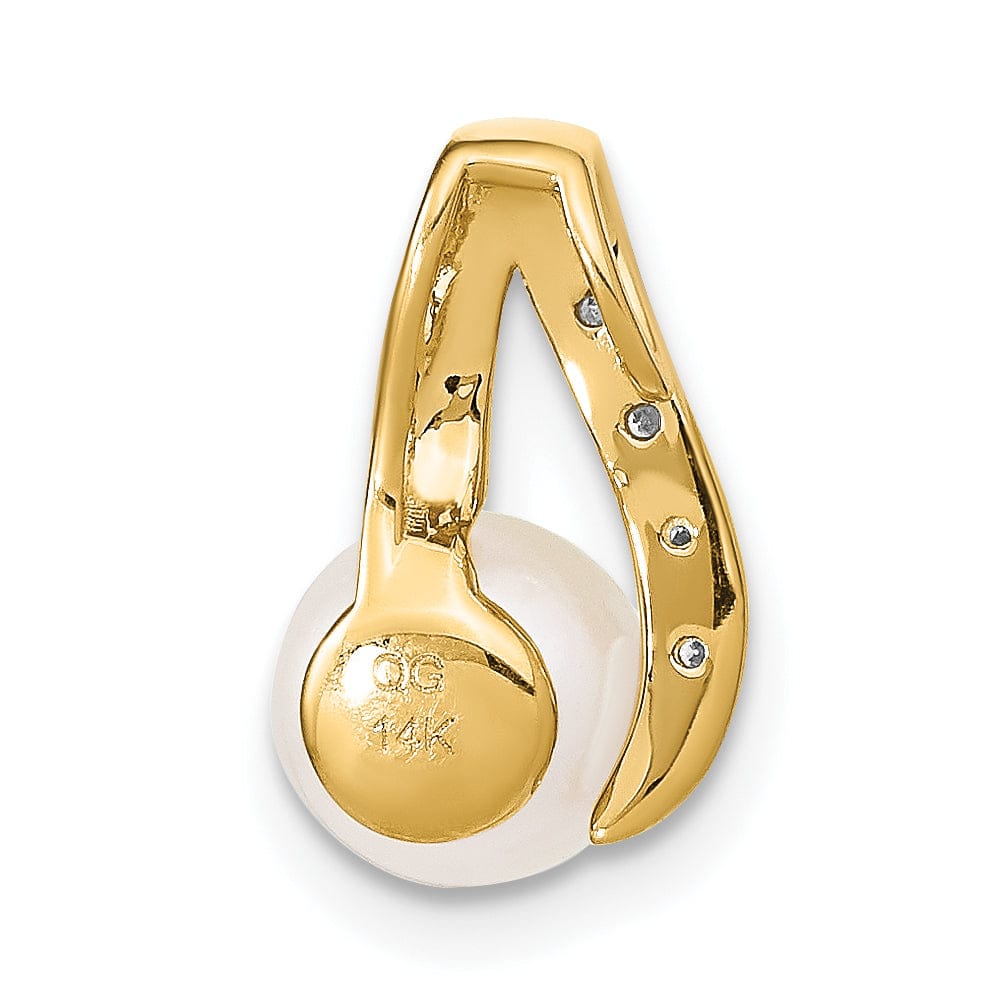 Lovely Rita's Pendants & Charms 14k Yellow Rhodium Diamond Pearl Pendant