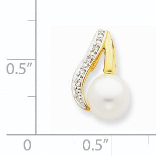 Lovely Rita's Pendants & Charms 14k Yellow Rhodium Diamond Pearl Pendant
