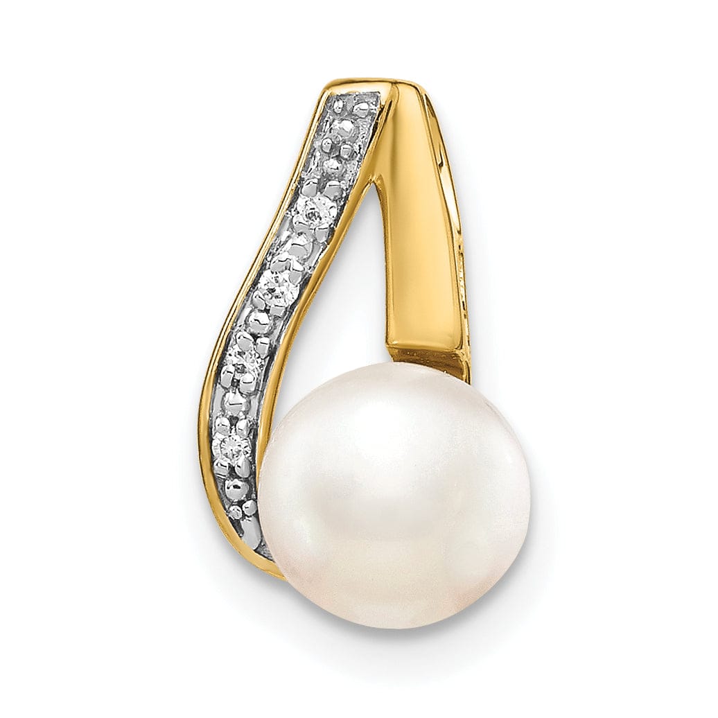 Lovely Rita's Pendants & Charms 14k Yellow Rhodium Diamond Pearl Pendant