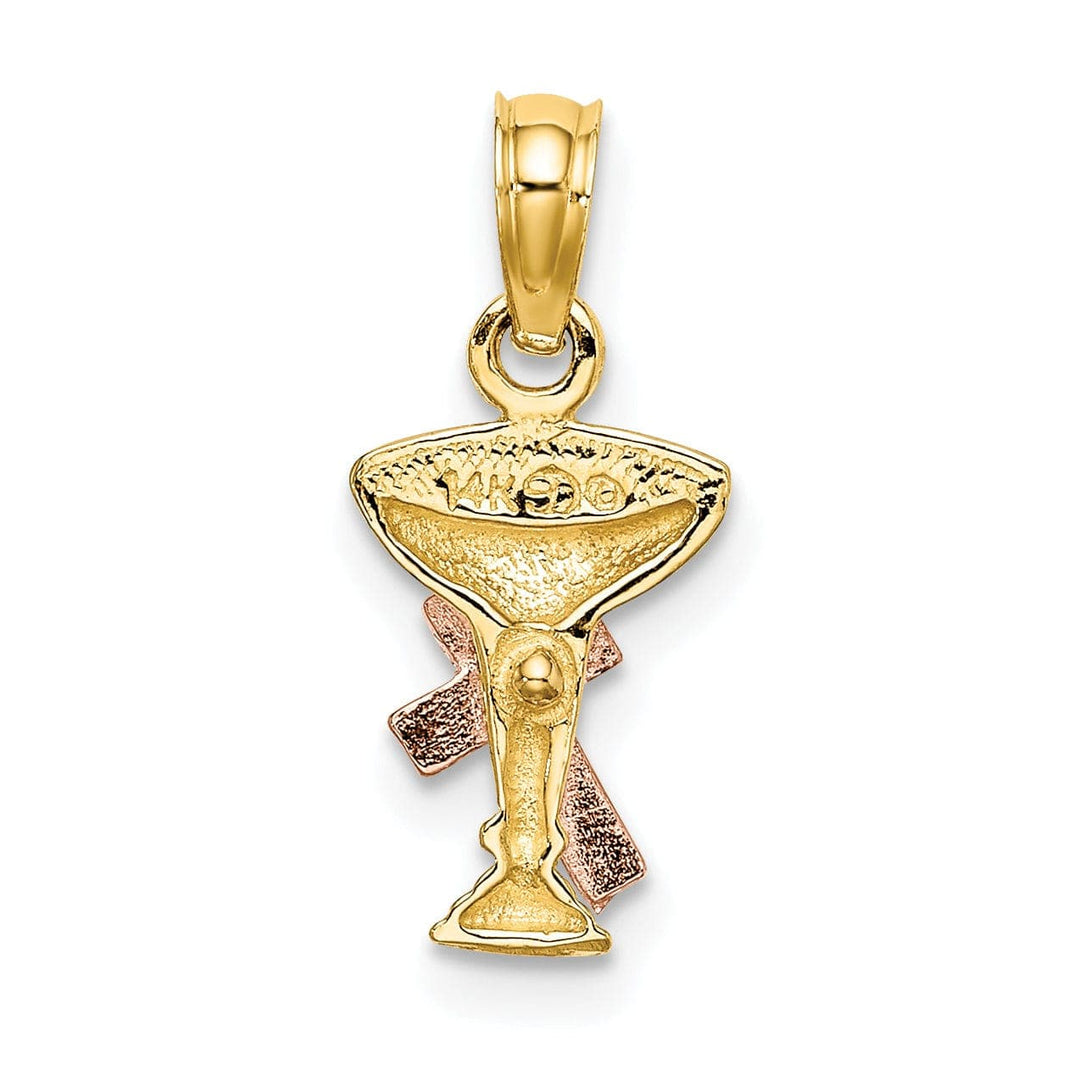 Lovely Rita's Pendants & Charms 14K Yellow Rose Gold Holy Chalice Communion Cup with Cross Pendant