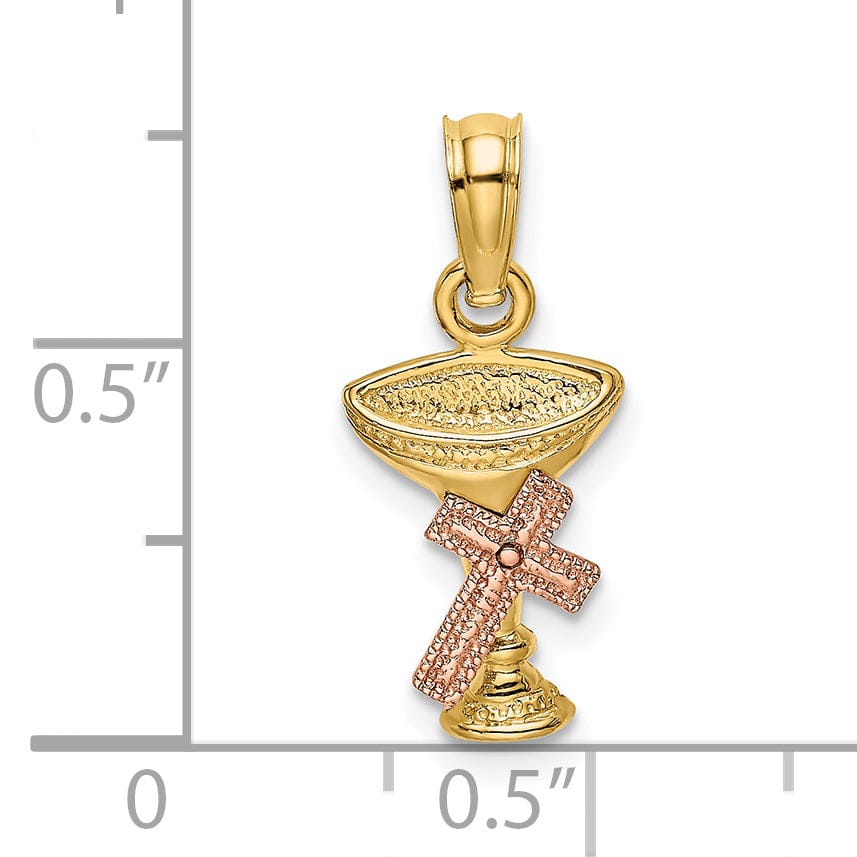 Lovely Rita's Pendants & Charms 14K Yellow Rose Gold Holy Chalice Communion Cup with Cross Pendant