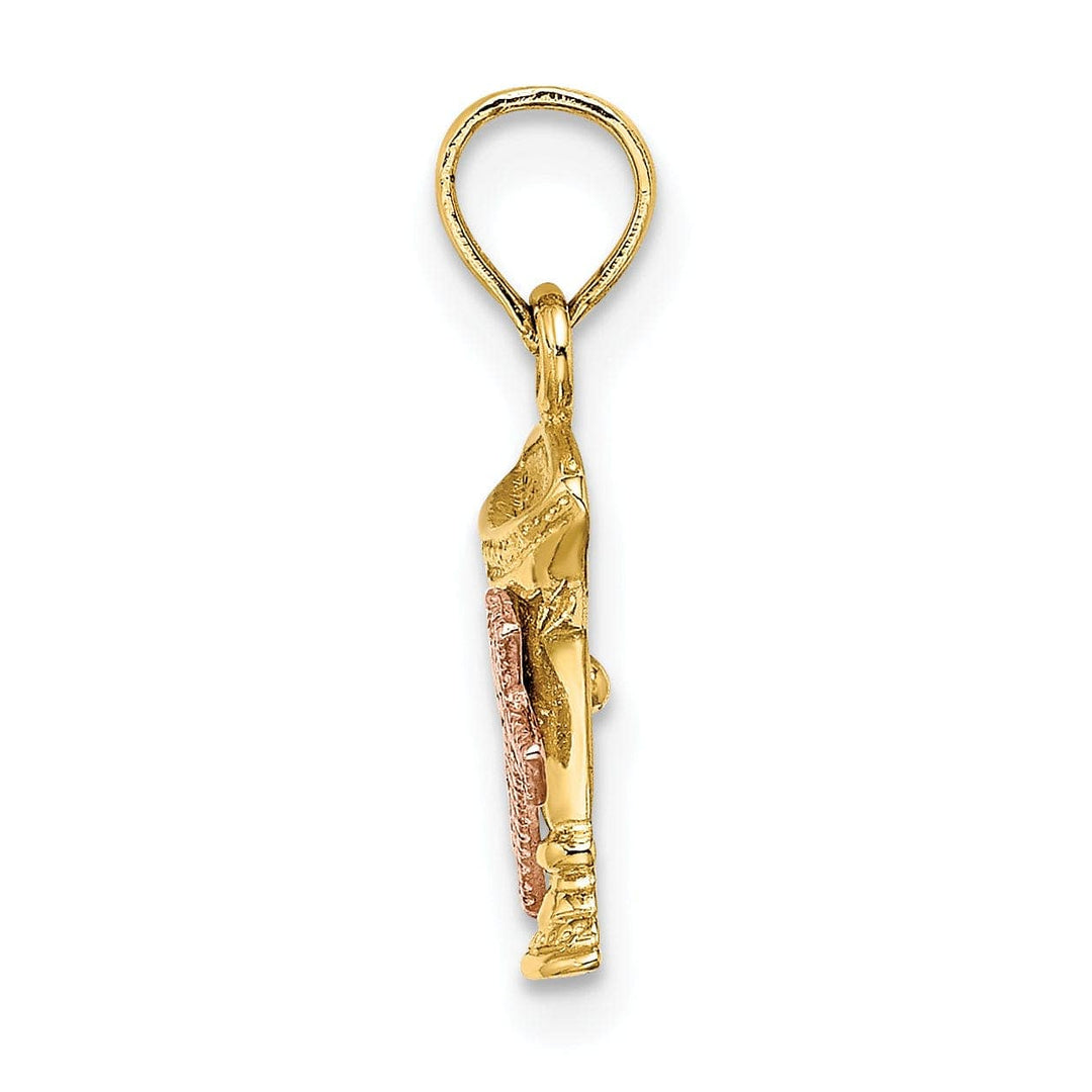 Lovely Rita's Pendants & Charms 14K Yellow Rose Gold Holy Chalice Communion Cup with Cross Pendant