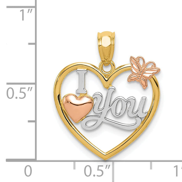 Lovely Rita's Pendants & Charms 14k Yellow Rose Gold I Love You in Heart Charm