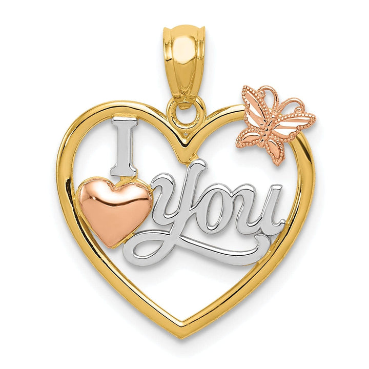 Lovely Rita's Pendants & Charms 14k Yellow Rose Gold I Love You in Heart Charm