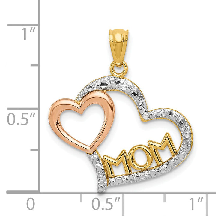 Lovely Rita's Pendants & Charms 14k Yellow Rose Gold Mom in Heart Pendant