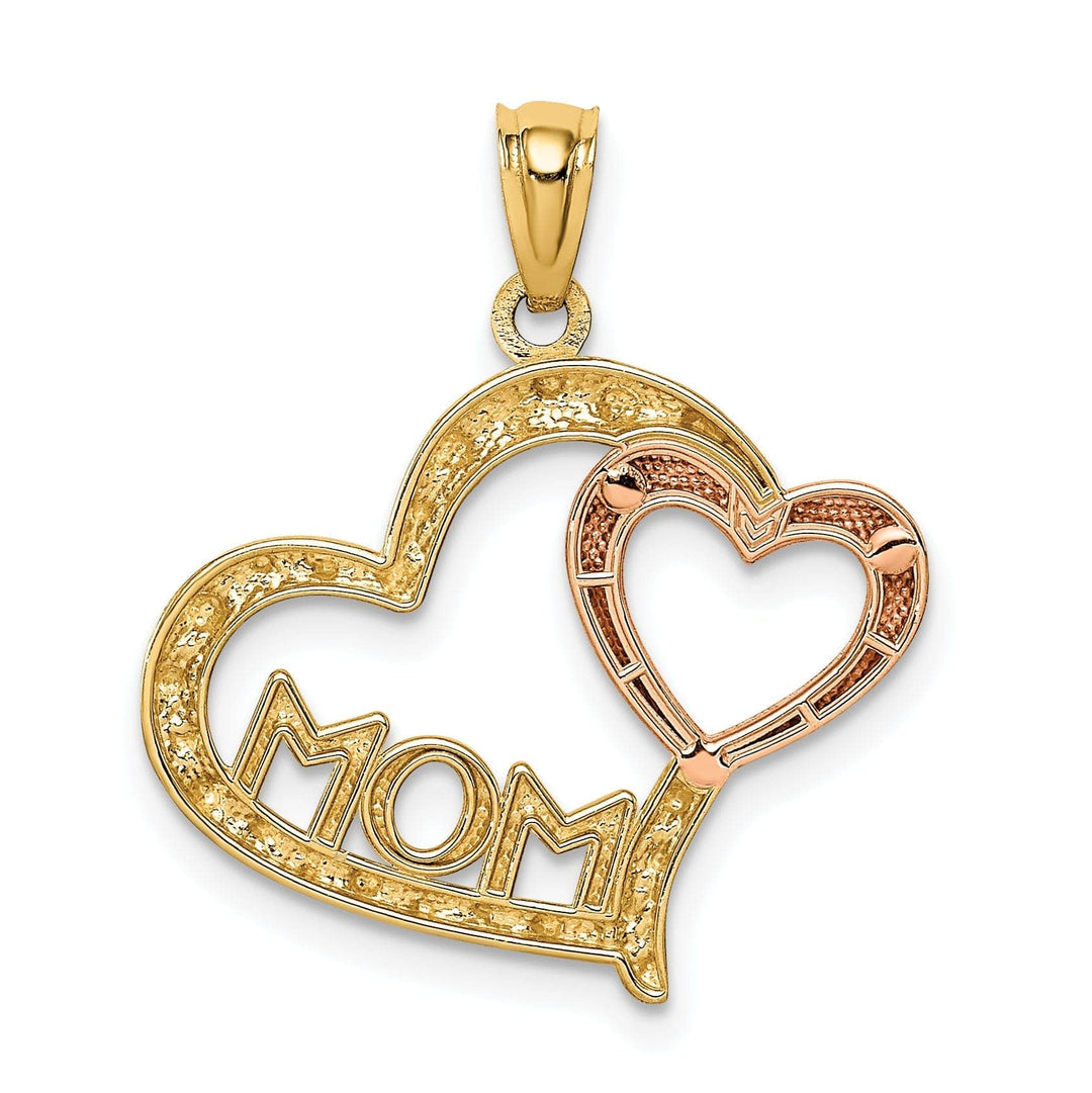 Lovely Rita's Pendants & Charms 14k Yellow Rose Gold Mom in Heart Pendant