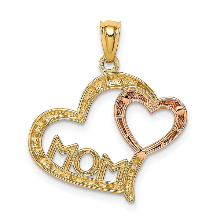 Lovely Rita's Pendants & Charms 14k Yellow Rose Gold Mom in Heart Pendant