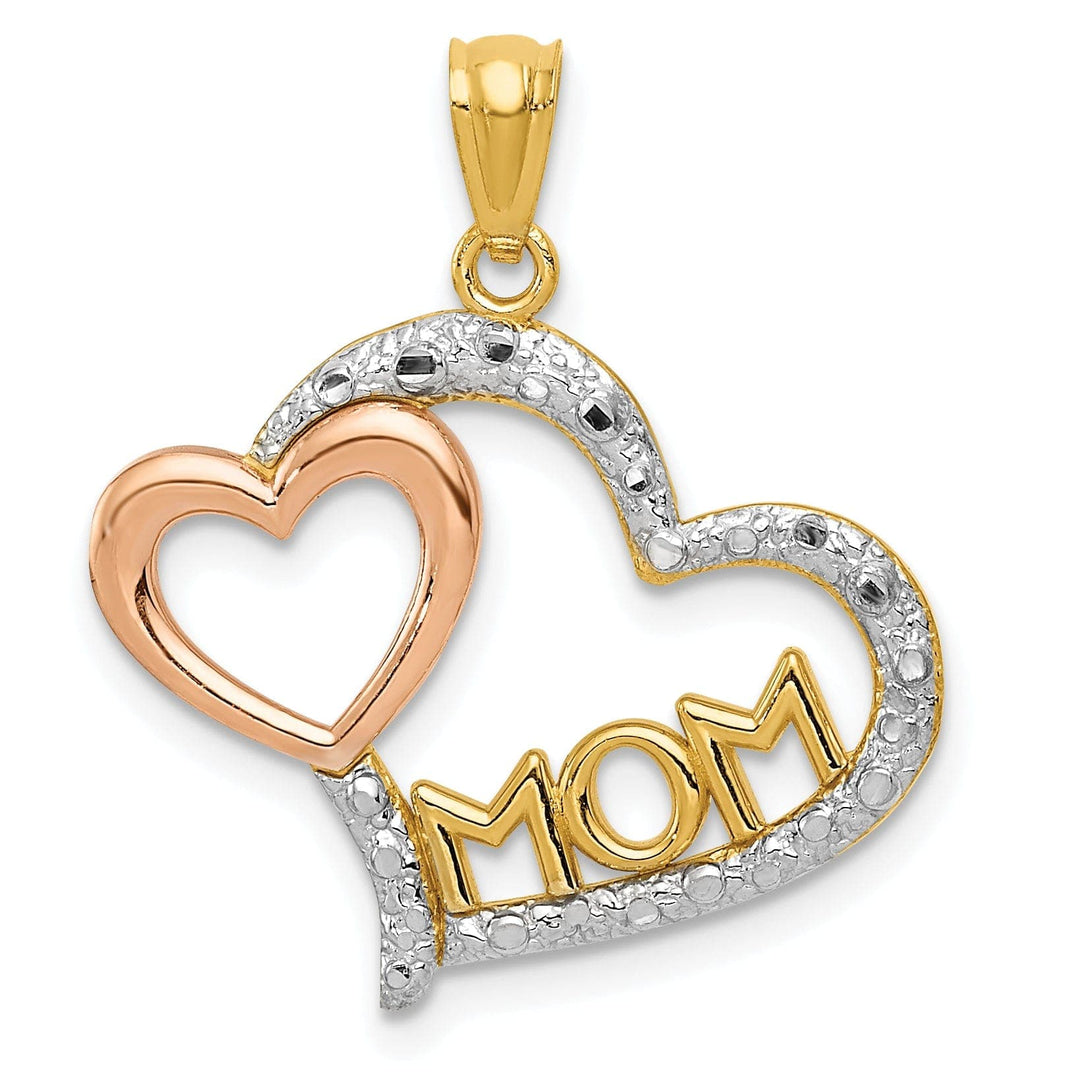 Lovely Rita's Pendants & Charms 14k Yellow Rose Gold Mom in Heart Pendant