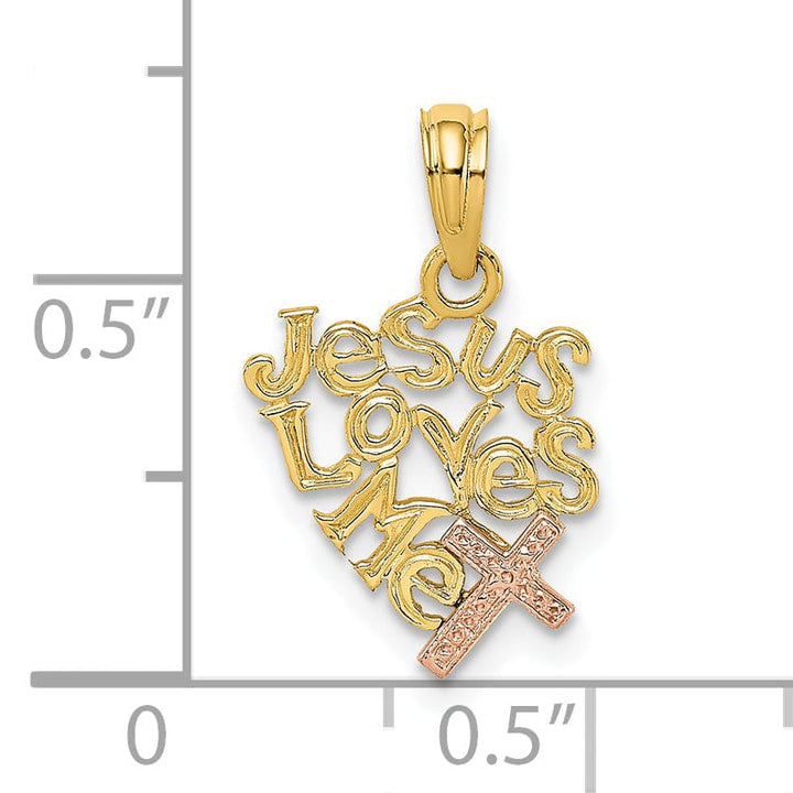 Lovely Rita's Pendants & Charms 14K Yellow Rose Gold Polished Finish JESUS LOVES ME with Cross Pendant