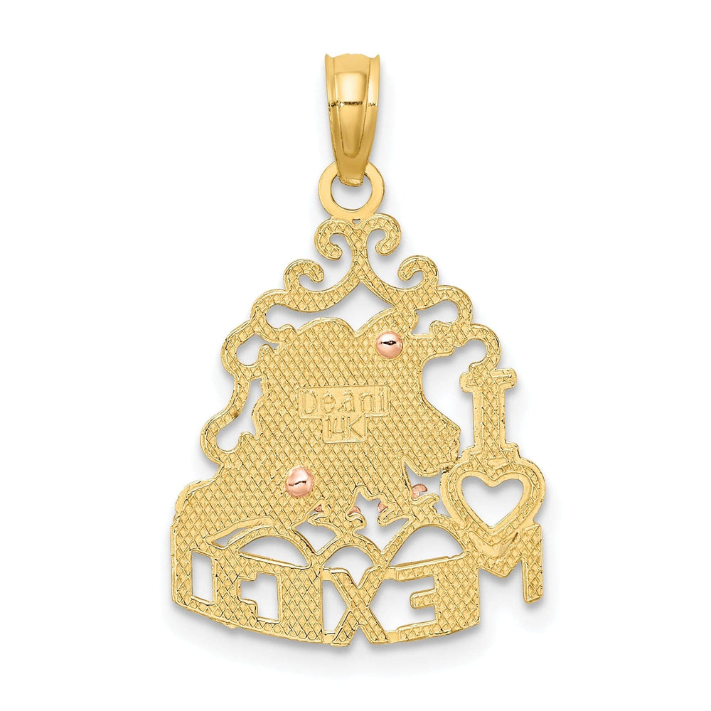 Lovely Rita's Pendants & Charms 14k Yellow, Rose Gold Polished Textured Finish I HEART MEXICO  with Eagle Design Charm Pendant