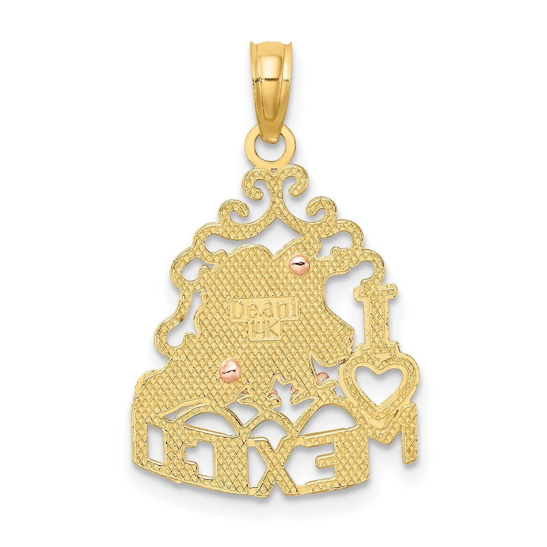 Lovely Rita's Pendants & Charms 14k Yellow, Rose Gold Polished Textured Finish I HEART MEXICO  with Eagle Design Charm Pendant