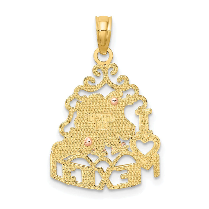 Lovely Rita's Pendants & Charms 14k Yellow, Rose Gold Polished Textured Finish I HEART MEXICO  with Eagle Design Charm Pendant