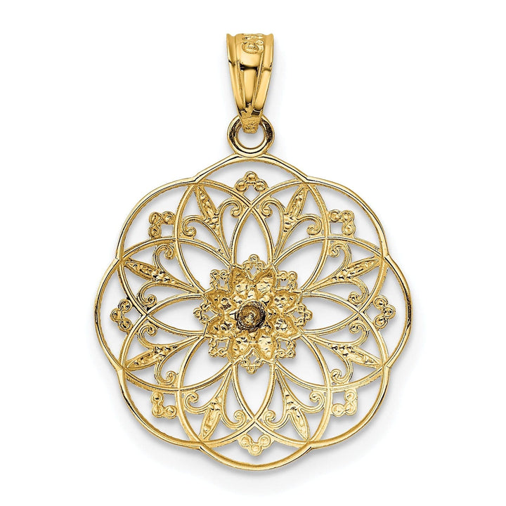Lovely Rita's Pendants & Charms 14k Yellow Rose Gold Rose in Filigree Pendant