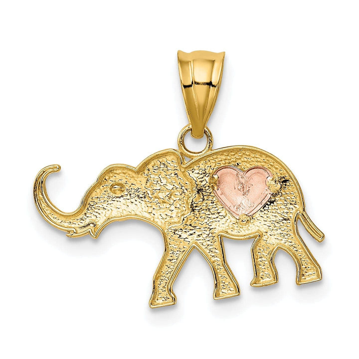 Lovely Rita's Pendants & Charms 14k Yellow Rose Gold Solid Polished Finish Elephant with Heart Design Charm Pendant