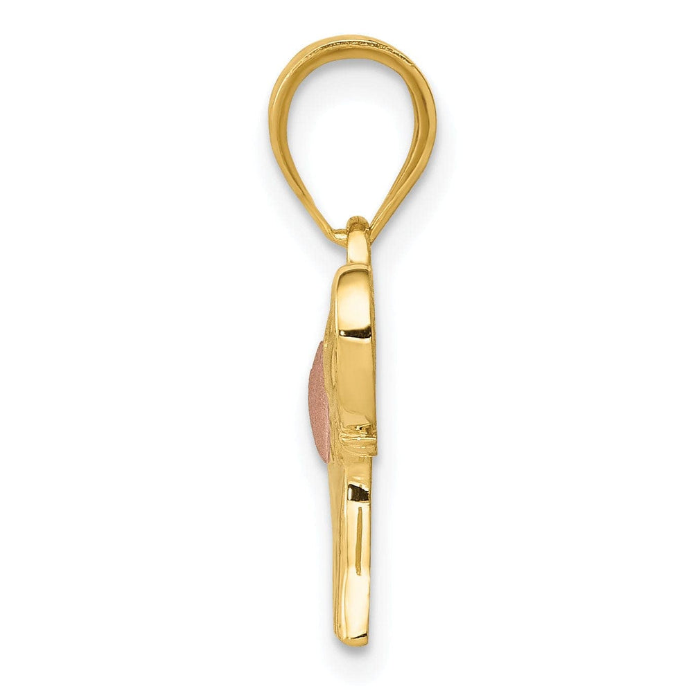 Lovely Rita's Pendants & Charms 14k Yellow Rose Gold Solid Polished Finish Elephant with Heart Design Charm Pendant