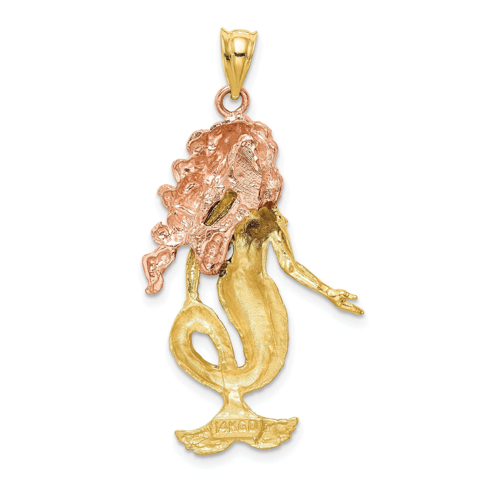 Lovely Rita's Pendants & Charms 14k Yellow Rose Gold Solid Satin Diamond Cut Finish Mermaid Charm Pendant