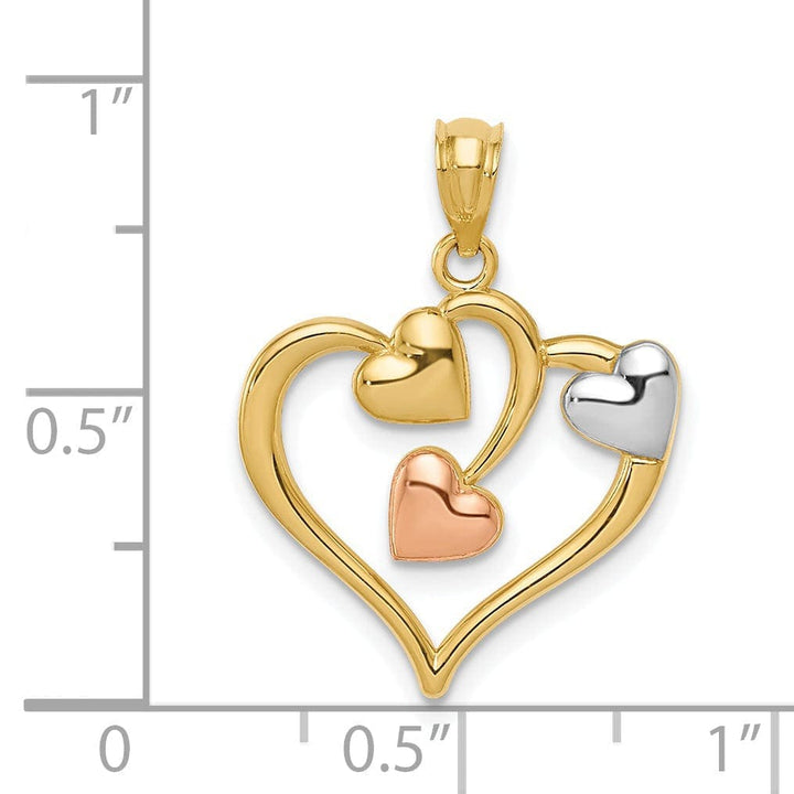 Lovely Rita's Pendants & Charms 14k Yellow Rose Gold Three Heart Design Pendant