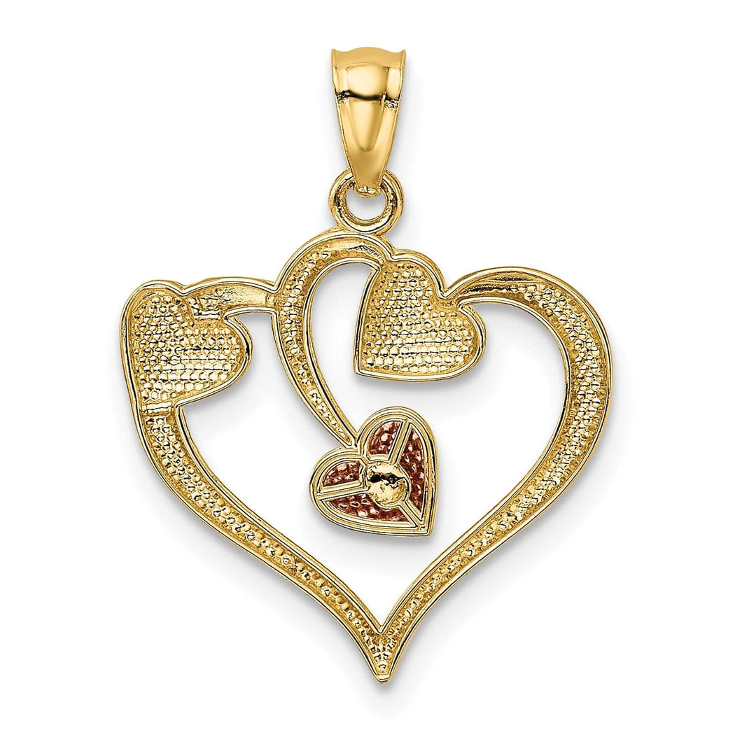 Lovely Rita's Pendants & Charms 14k Yellow Rose Gold Three Heart Design Pendant