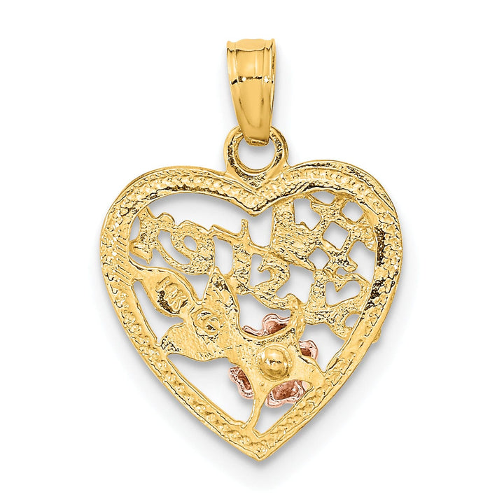Lovely Rita's Pendants & Charms 14k Yellow, Rose, Gold White Rhodium #1 SISTER In Heart with Flower Design Charm Pendant