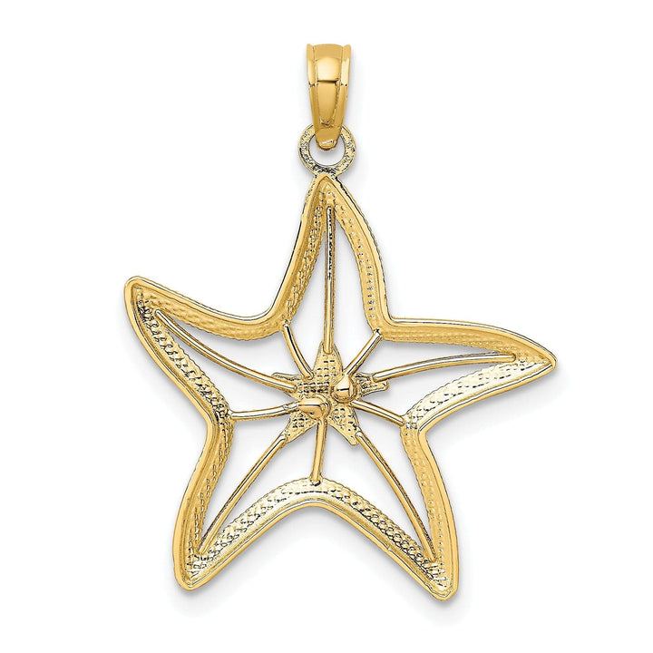 Lovely Rita's Pendants & Charms 14K Yellow Rose Gold White Rhodium Texture Polished Finish Cut-Out Design Starfish Charm Pendant