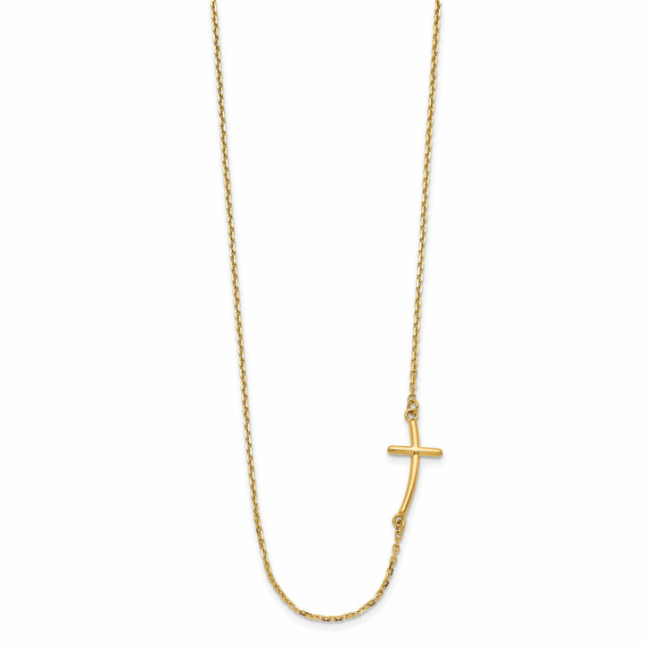 Lovely Rita's Pendants & Charms 14k Yellow Small Sideways Curved Cross Necklace